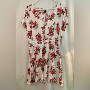 H&M Floral Cap Sleeve Elastic Waist Stretchy Dress Size 14